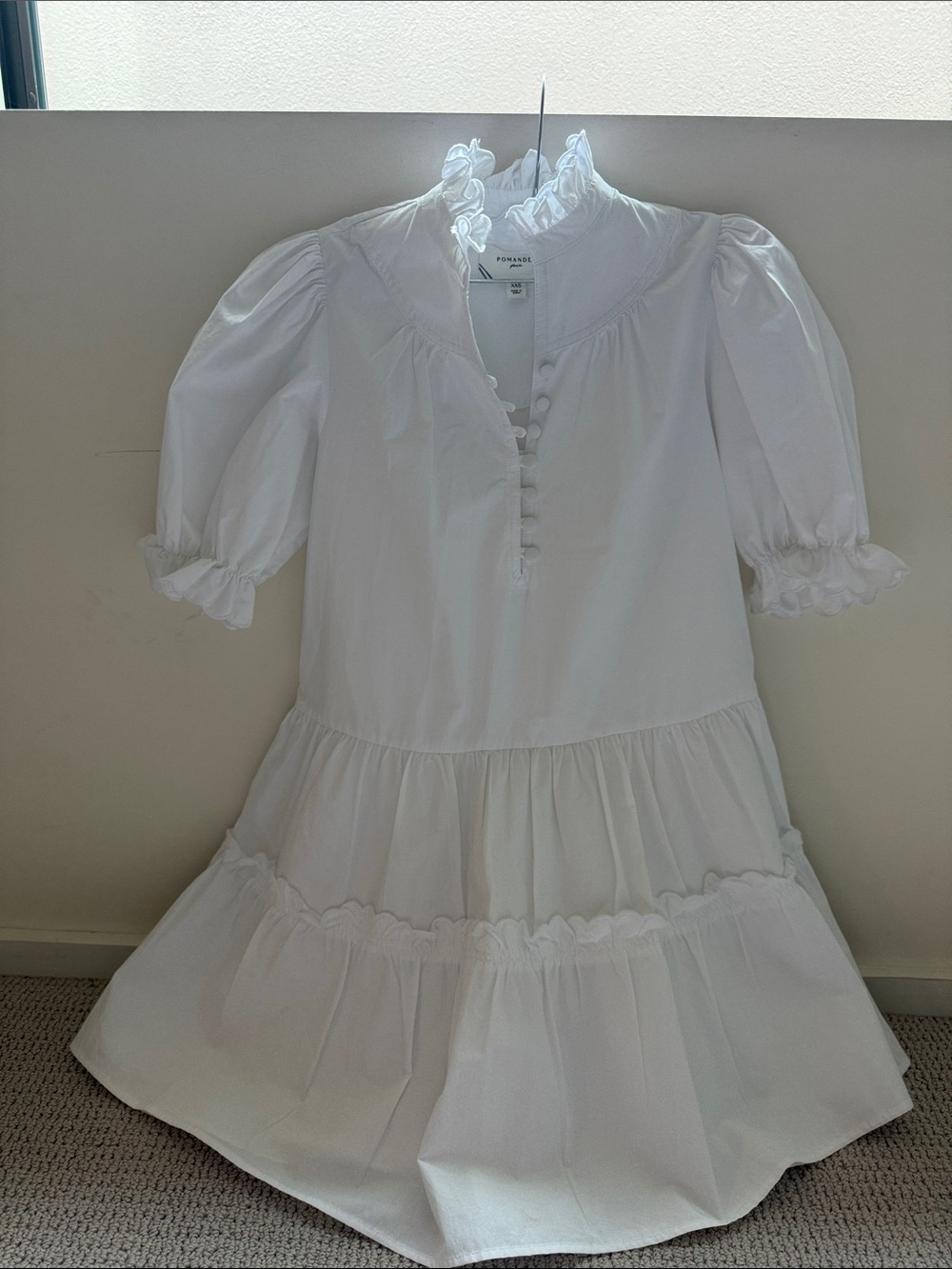 Pomander Place White Ruffled Tiered Mini Dress